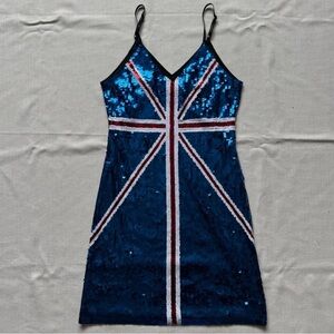 Sequin Union Jack Dress - Blue